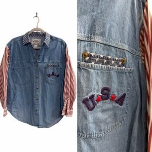 Vintage QUIZZ JEANS Button Down Long Sleeve Shirt USA Size Small